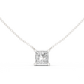 14K Lab Grown Princess Diamond Necklace Pendant, E-F Color, VVS-VS Clarity