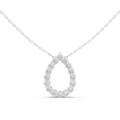 14K Lab Grown Diamond Pear Halo Necklace Pendant, E-F Color, VVS-VS Clarity