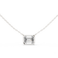 14K Lab Grown Emerald Diamond Bezel Necklace Pendant, E-F Color, VVS-VS Clarity