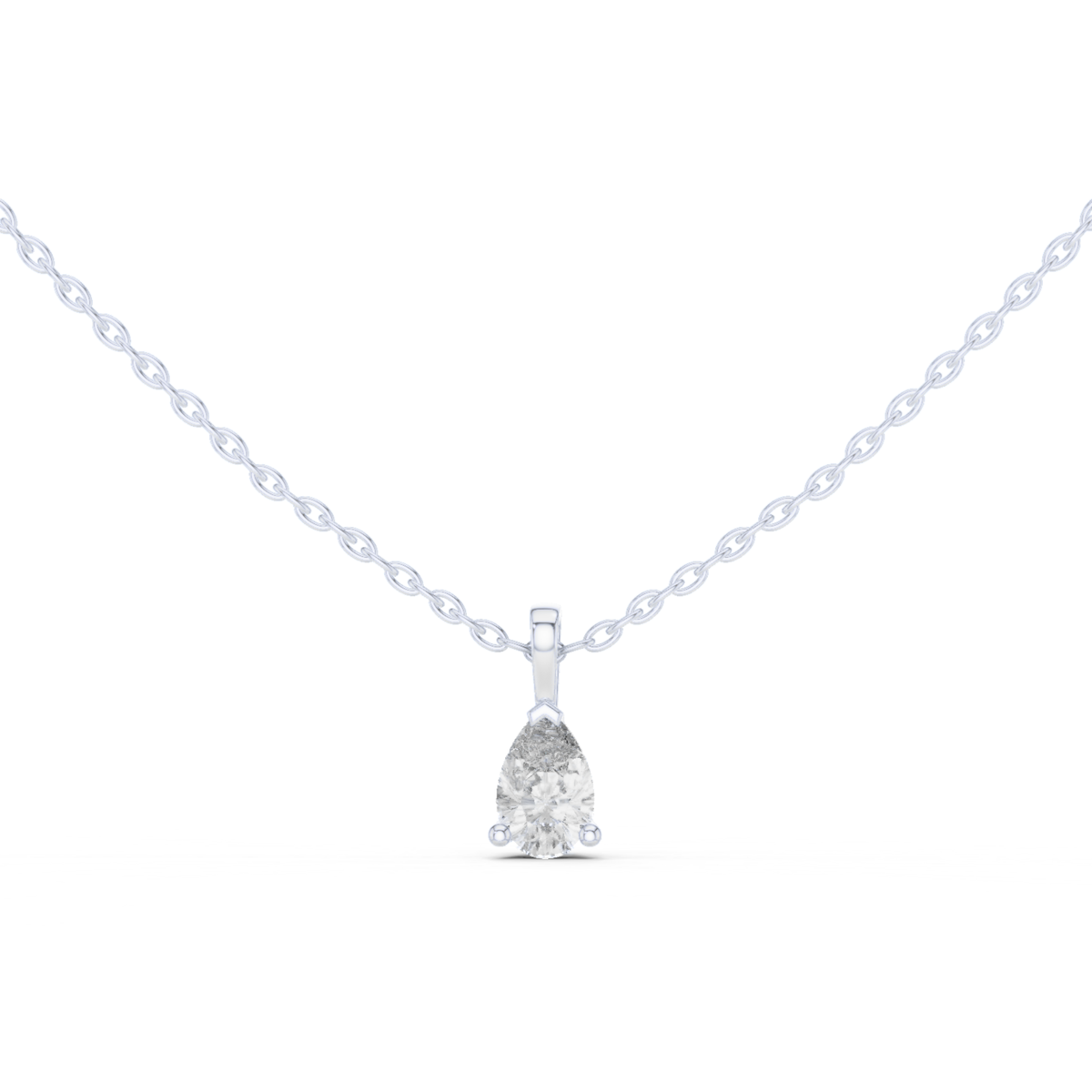 14K Lab Grown Pear Diamond Solitaire Necklace Pendant, E-F Color, VVS-VS Clarity