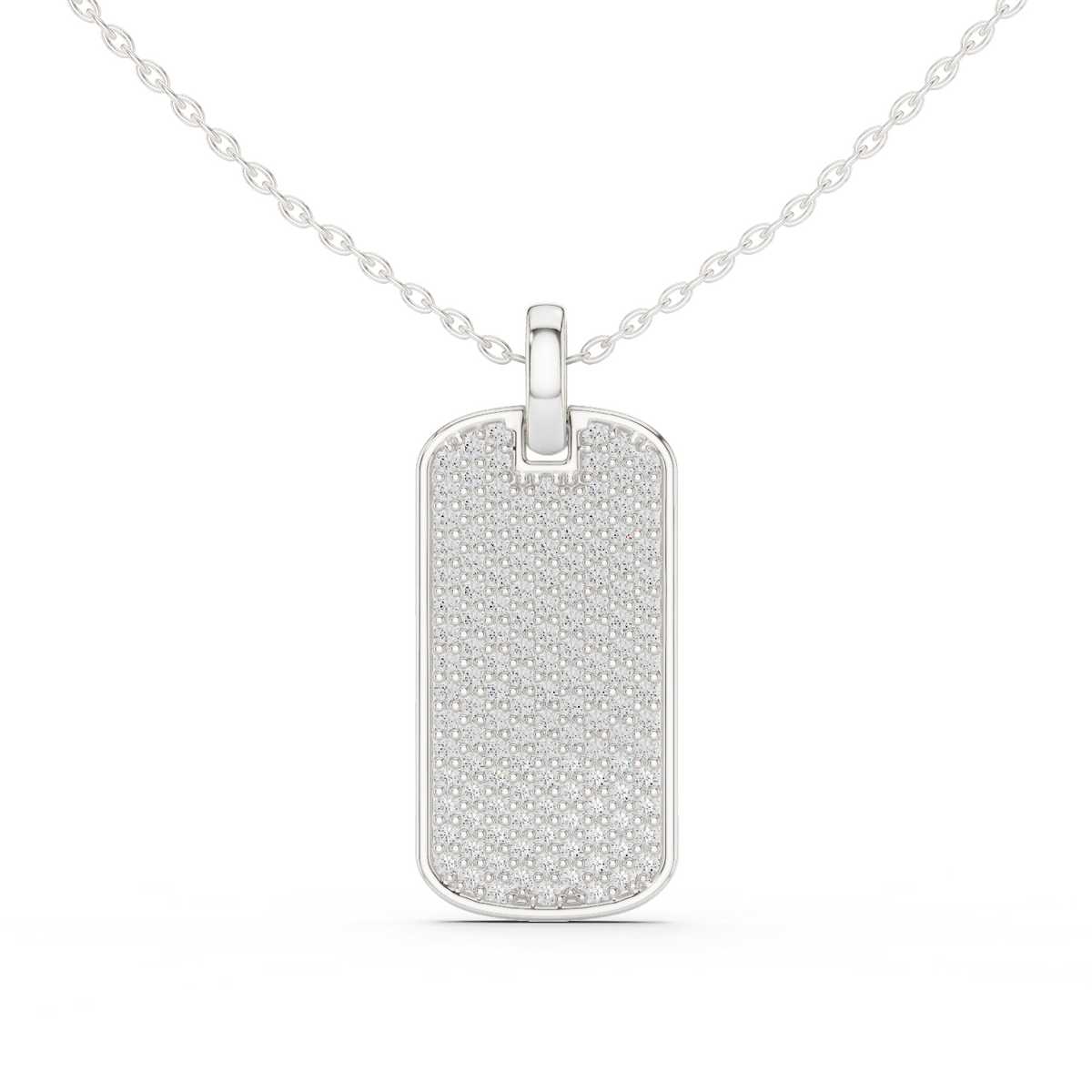 14K Lab Grown Diamond Dog Tag Necklace Pendant, E-F Color, VVS-VS Clarity
