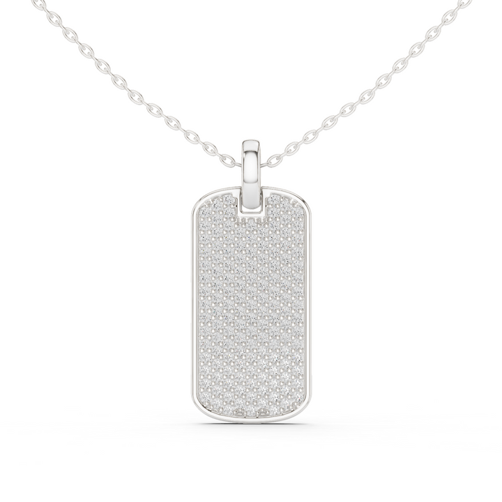14K Lab Grown Diamond Dog Tag Necklace Pendant, E-F Color, VVS-VS Clarity