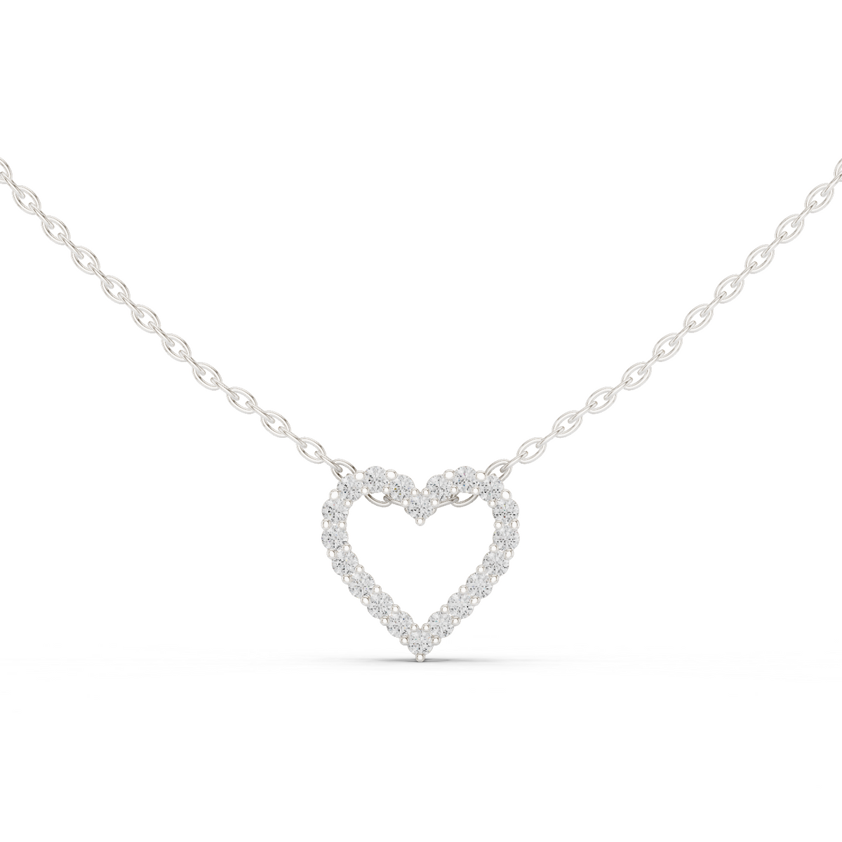 14K Lab Grown Diamond Heart Necklace Pendant, E-F Color, VVS-VS Clarity