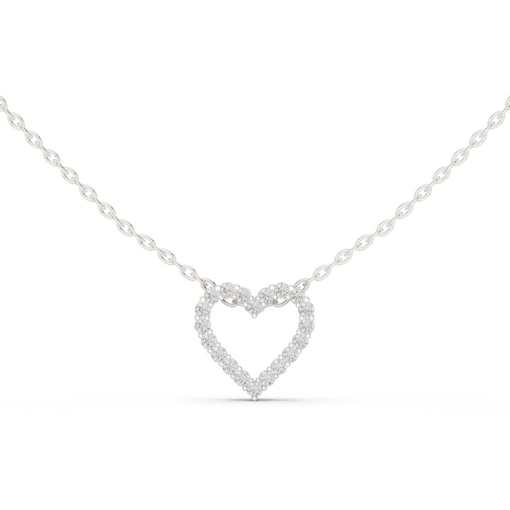 14K Lab Grown Diamond Heart Necklace Pendant, E-F Color, VVS-VS Clarity