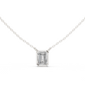 14K Lab Grown Emerald Diamond Bezel Necklace Pendant, E-F Color, VVS-VS Clarity