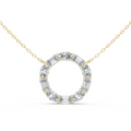 14K Lab Grown Diamond Circle Necklace Pendant, E-F Color, VVS-VS Clarity