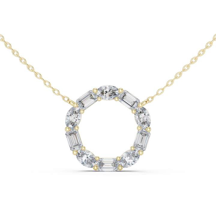 14K Lab Grown Diamond Circle Necklace Pendant, E-F Color, VVS-VS Clarity