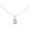14K Lab Grown Cushion Diamond Necklace Pendant, E-F Color, VVS-VS Clarity