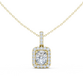 14K Lab Grown Cushion Halo Necklace Pendant, E-F Color, VVS-VS Clarity