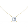 14K Lab Grown Princess Diamond Necklace Pendant, E-F Color, VVS-VS Clarity