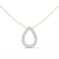 14K Lab Grown Diamond Pear Halo Necklace Pendant, E-F Color, VVS-VS Clarity