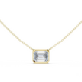 14K Lab Grown Emerald Diamond Bezel Necklace Pendant, E-F Color, VVS-VS Clarity