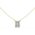 14K Lab Grown Emerald Diamond Bezel Necklace Pendant, E-F Color, VVS-VS Clarity
