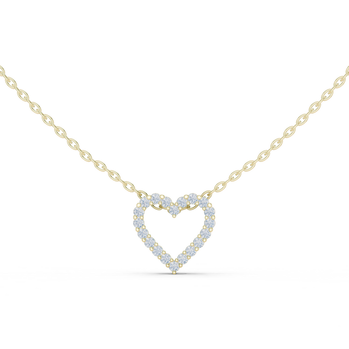 14K Lab Grown Diamond Heart Necklace Pendant, E-F Color, VVS-VS Clarity