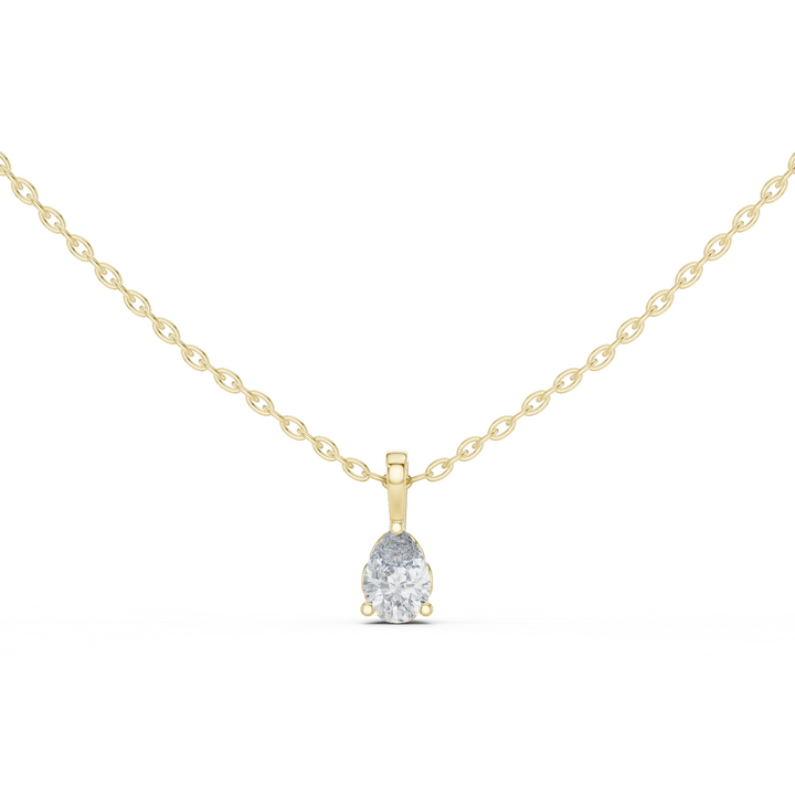 14K Lab Grown Pear Diamond Necklace Pendant, E-F Color, VVS-VS Clarity