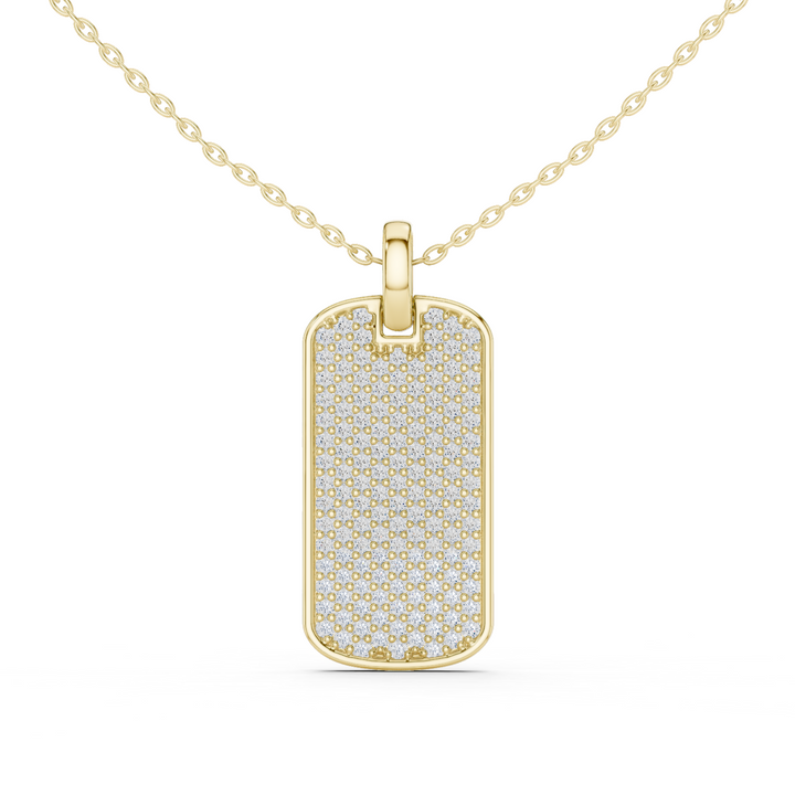 14K Lab Grown Diamond Dog Tag Necklace Pendant, E-F Color, VVS-VS Clarity