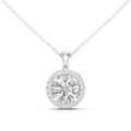 14K Lab Grown Round Halo Necklace Pendant, E-F Color, VVS-VS Clarity
