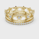14K IGI Certified Diamond Ring with E-F Color VVS-VS Clarity Diamonds R24@7