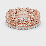 14K IGI Certified Diamond Ring with E-F Color VVS-VS Clarity Diamonds R42@7