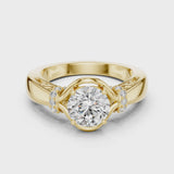 14K IGI Certified Diamond Ring with E-F Color VVS-VS Clarity Diamonds LR-0112