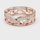 14K IGI Certified Diamond Ring with E-F Color VVS-VS Clarity Diamonds R25@7