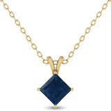 4-Prong Princess Cut Sapphire Pendant in 14K White Gold