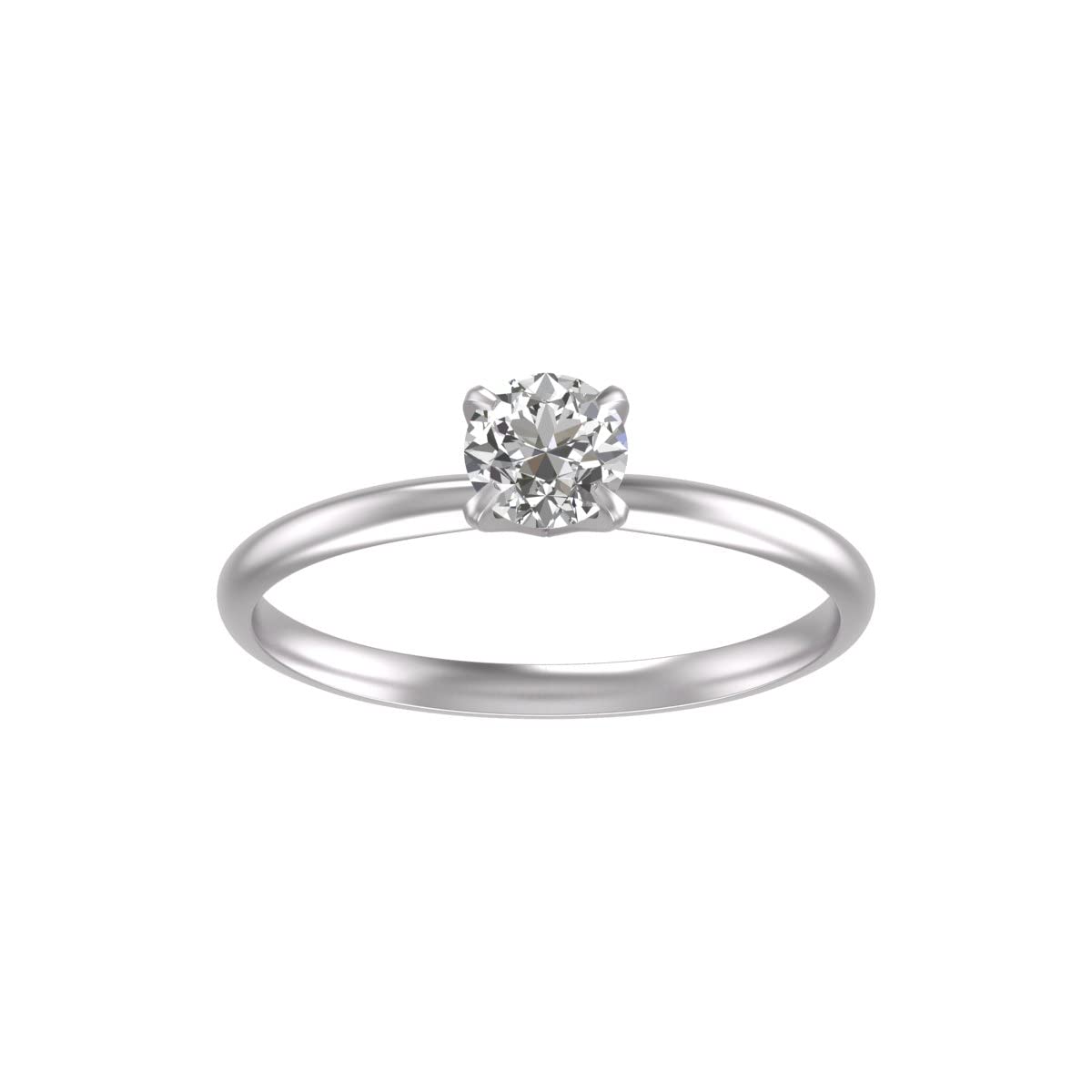 1/4 Carat Natural Diamond Solitaire Ring 14K White Gold 4 Prong (J-K Color I2-I3 Clarity)