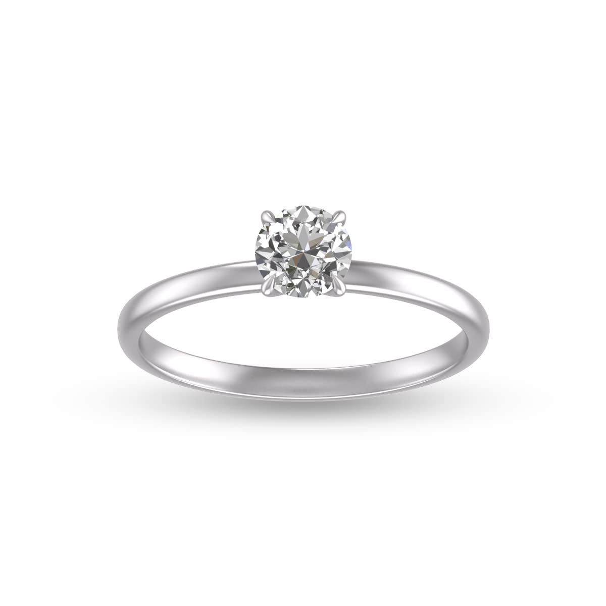 1/2 Carat Natural Diamond Solitaire Ring 14K White Gold 4 Prong (J-K Color I2-I3 Clarity)