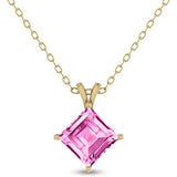 4-Prong Princess Cut Pink Topaz Pendant in 14K White Gold