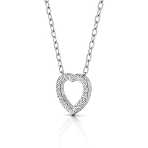 Open Heart Natural Round cut Diamond Pendant in 10K White Gold