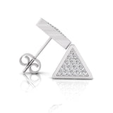 1/10 carat TW Round Cut Diamond Ladies Triangle Shape Stud EarRings in 10k White Gold.