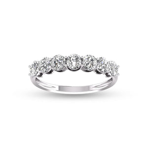 1 Carat TW Seven Stone Natural Round Diamond Wedding Anniversary Band In 14k White Gold (J-K Color I2-I3 Clarity)
