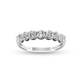 1 Carat TW Seven Stone Natural Round Diamond Wedding Anniversary Band In 14k White Gold (J-K Color I2-I3 Clarity)