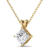 1 CARAT TW Princess Cut Natural Diamond 4-Prong Solitaire Pendant Available in 14K White Gold (J-K Color, I2-I3 Clarity)