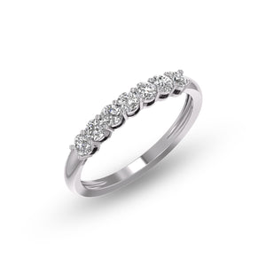 1/2 Carat TW Seven Stone Natural Round Diamond Wedding Anniversary Band In 14k White Gold (J-K Color I2-I3 Clarity)