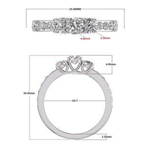 1 Carat TW Natural Diamond Wedding/Engagement Ring in 14K White Gold (J-K Color, I2-I3 Clarity)