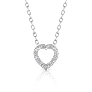 Open Heart Natural Round cut Diamond Pendant in 10K White Gold