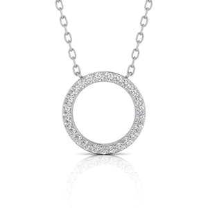 Circle shaped Natural round Diamond Eternity Pendant in 10K White Gold.