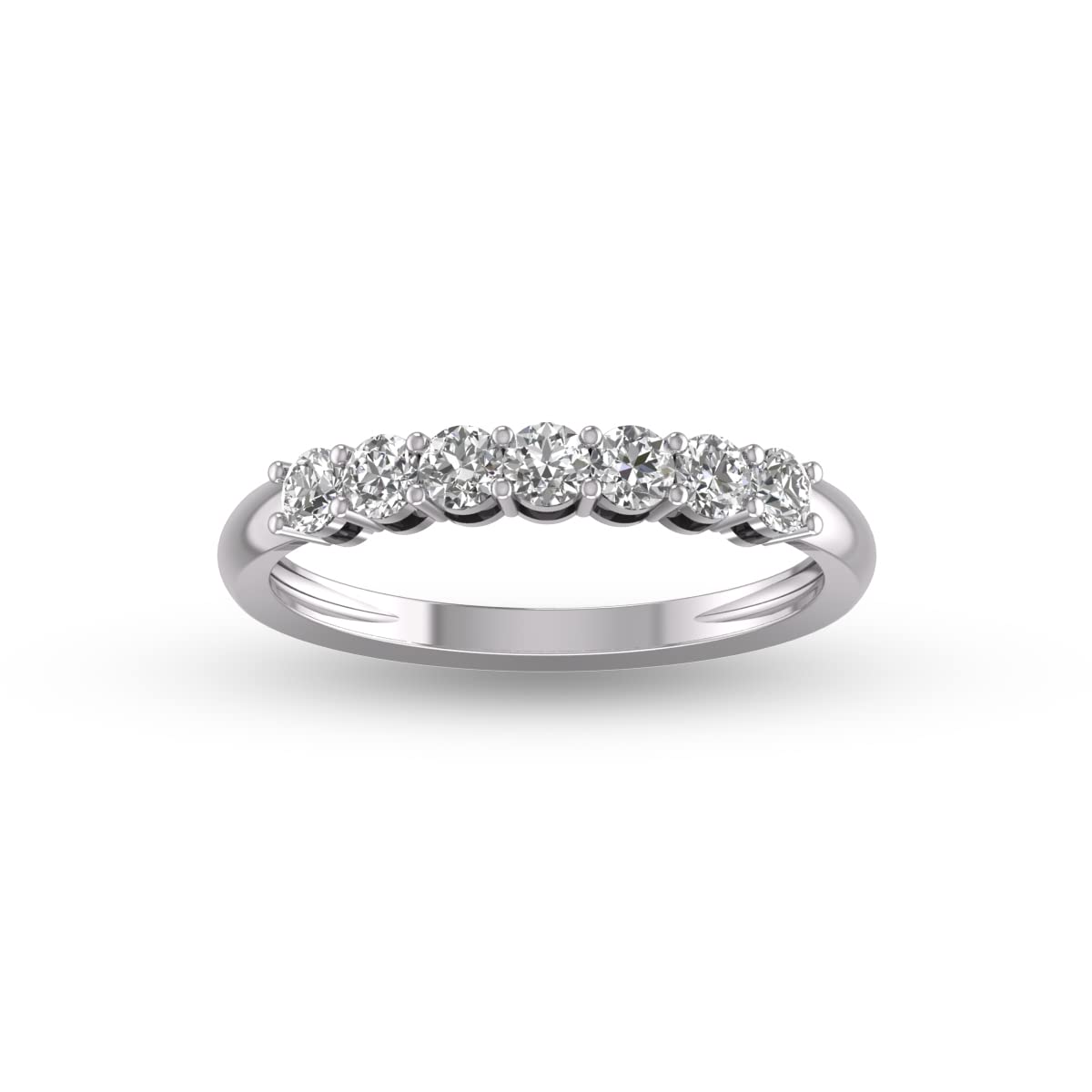 1/2 Carat TW Seven Stone Natural Round Diamond Wedding Anniversary Band In 14k White Gold (J-K Color I2-I3 Clarity)