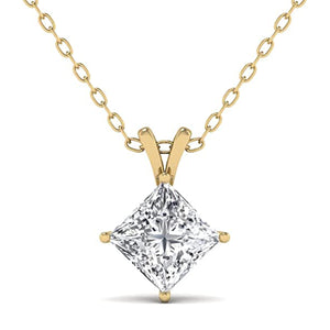 1/2 CARAT TW Princess Cut Natural Diamond 4-Prong Solitaire Pendant Available in 14K White Gold (J-K Color, I2-I3 Clarity)