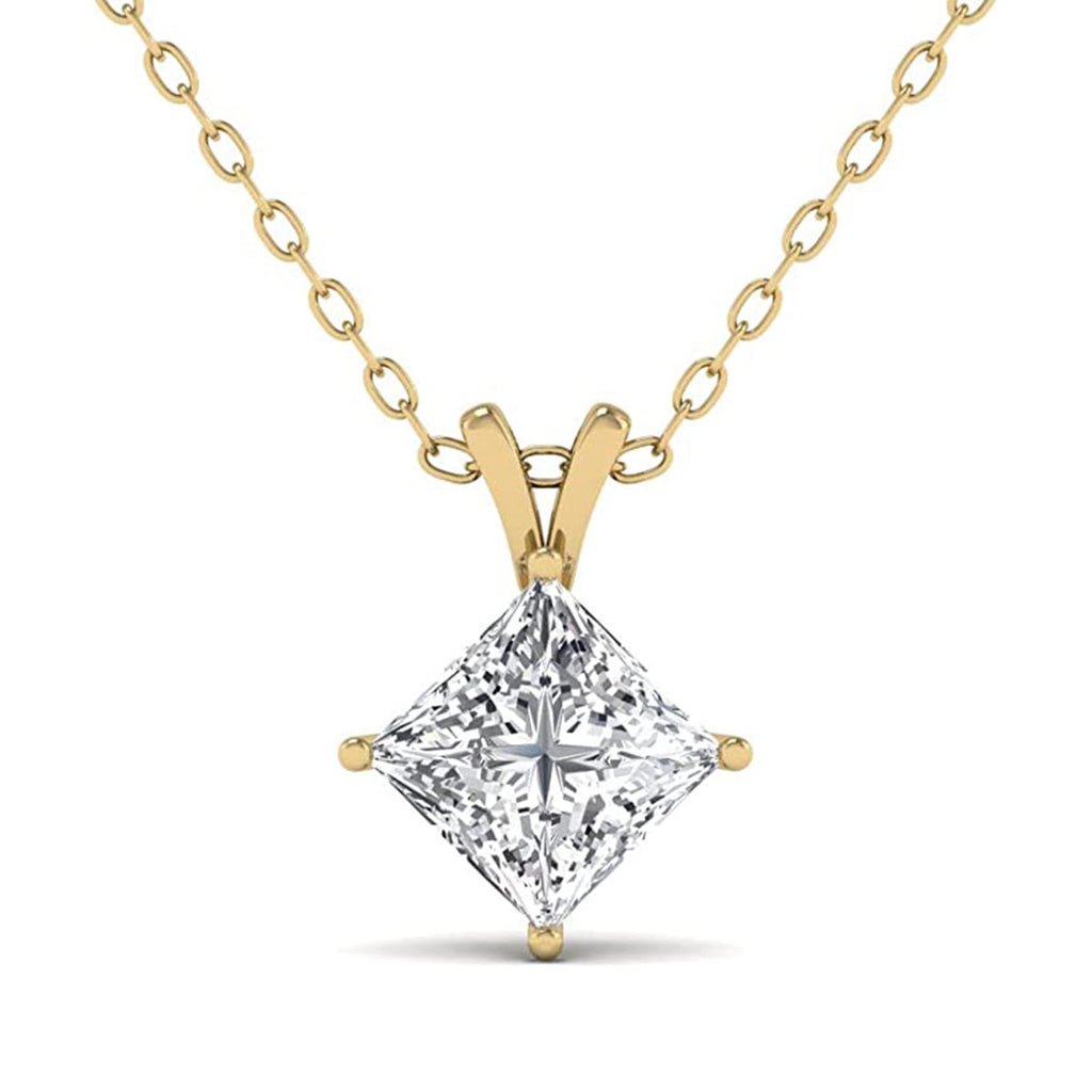 Amazon.com: Diamond Wish 1/4 Carat Princess Cut Diamond Pendant Necklace in  18k Yellow Gold with 18 Inch Chain (H-I, I1-I2, cttw) 4-Prong Spring Ring :  Clothing, Shoes & Jewelry