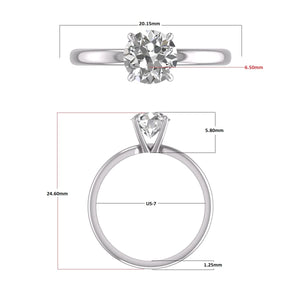 1 Carat Natural Diamond Solitaire Ring 14K White Gold 4 Prong (J-K Color I2-I3 Clarity)