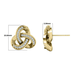 1/6 carat TW Natural Diamond Spiral Flower Stud EarRings in 10K White Gold.