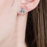 1/6 carat TW Natural Diamond Spiral Flower Stud EarRings in 10K White Gold.