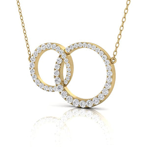 Interlock Circle Shaped Natural Round Diamond Pendant in 10K White Gold.