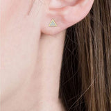 1/10 carat TW Round Cut Diamond Ladies Triangle Shape Stud EarRings in 10k White Gold.
