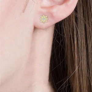 Geniune Diamond Star Shape Cluster EarRings in 10K WG
