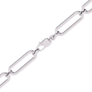 Natural Diamond Paperclip Charm Bracelet Available in 14K White Gold.