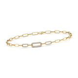 Natural Diamond Paperclip Charm Bracelet Available in 14K White Gold and 14K Yellow Gold