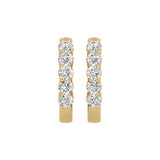 1/4 Carat TW Natural Diamond Hoops, Huggie Hoop Round Earrings Available in 14K White and Yellow Gold for Women
